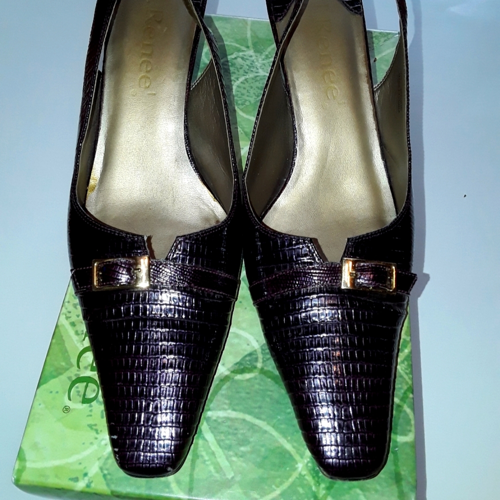 J. Renee' Low Heeled Lizard Print Slings